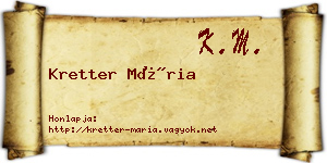 Kretter Mária névjegykártya